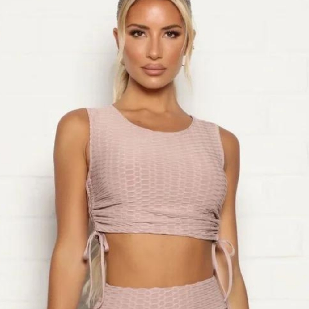 Womens Mocha Crop Top Cinch Sides Athletic Work Out Top  Size M